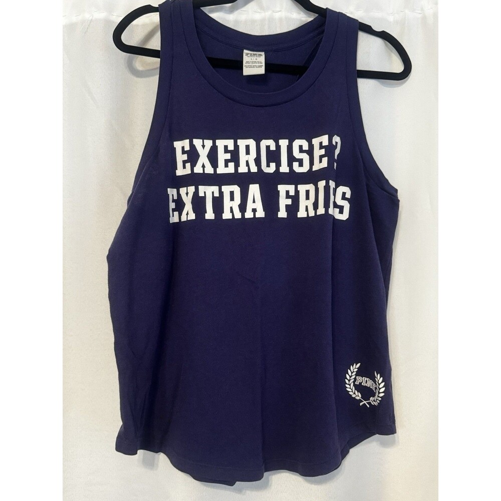 PINK Victoria's Secret Purple Cotton Knit Graphic Print Sleeveless Tank Top L